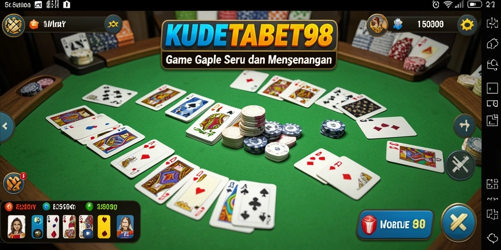 Screenshot KUDETABET98 menampilkan gameplay Gaple yang seru.