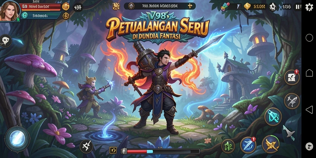 Tampilan gameplay V98 dengan petualangan seru dan visual yang menawan.